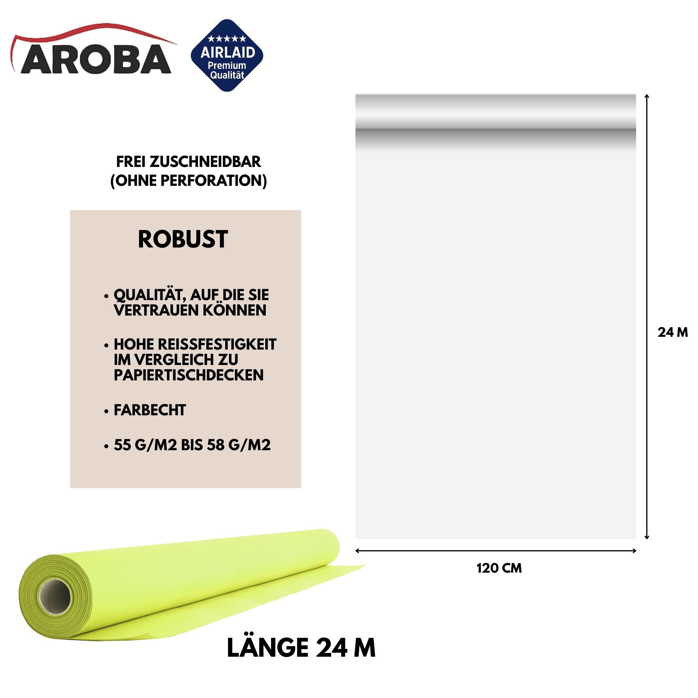 Airlaid - 2 Rollos de mantel de 1,2 m x 24 m, de aspecto textil, para bodas, bautizos, cumpleaños, comuniones, catering, hoteles, gastronomía, color verde kiwi