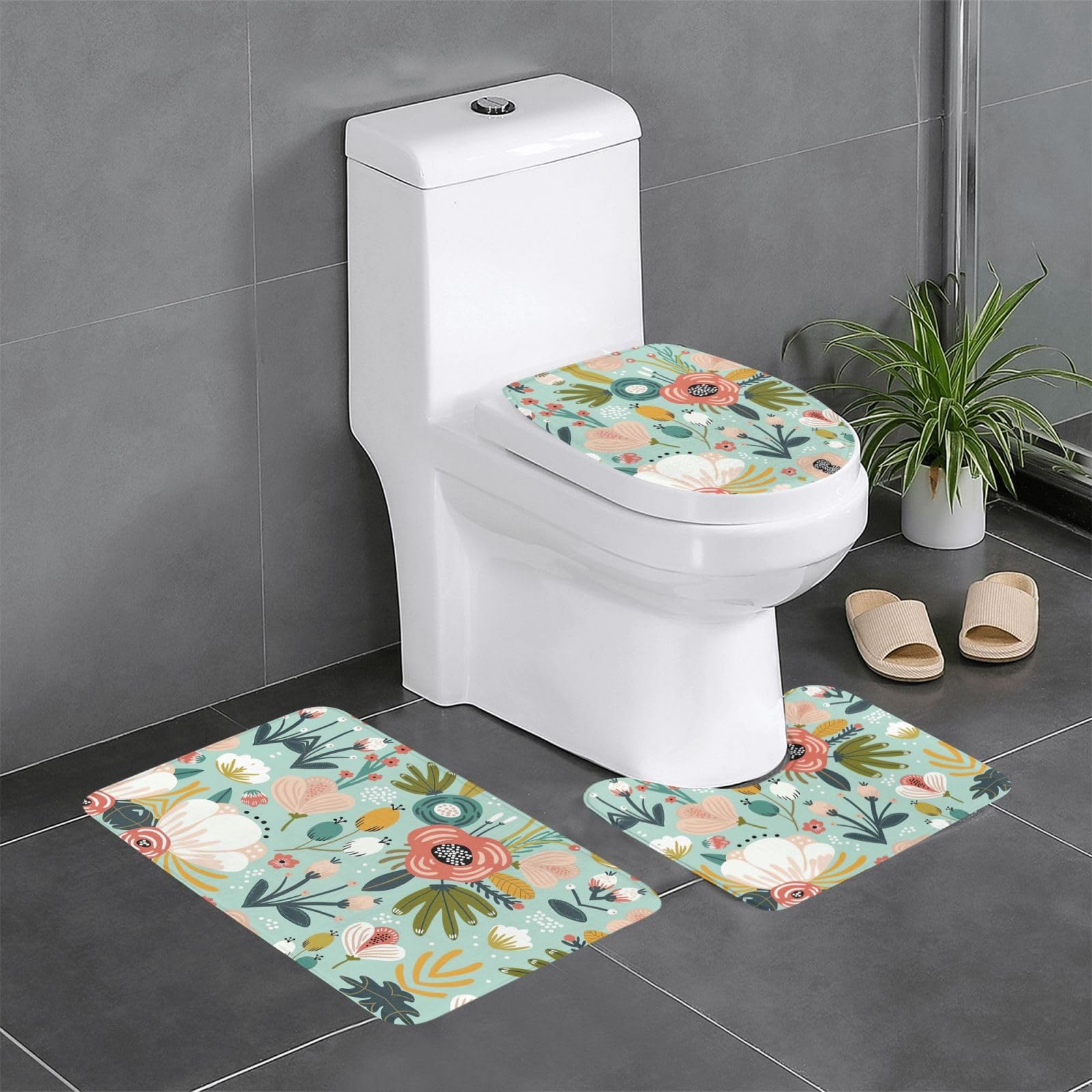 Tapis de salle de bain de style botanique pour une ambiance spa