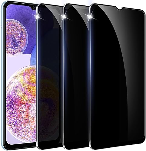 Paquete de 4 protectores de pantalla de privacidad diseñados para Samsung Galaxy A13A23. Compatible con desbloqueo de huellas dactilares. Vidrio