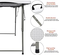 Vista 4 de FORUP Mesa plegable plegable de plástico plegable de 4 pies, mesa de campamento de comedor y fiesta de picnic