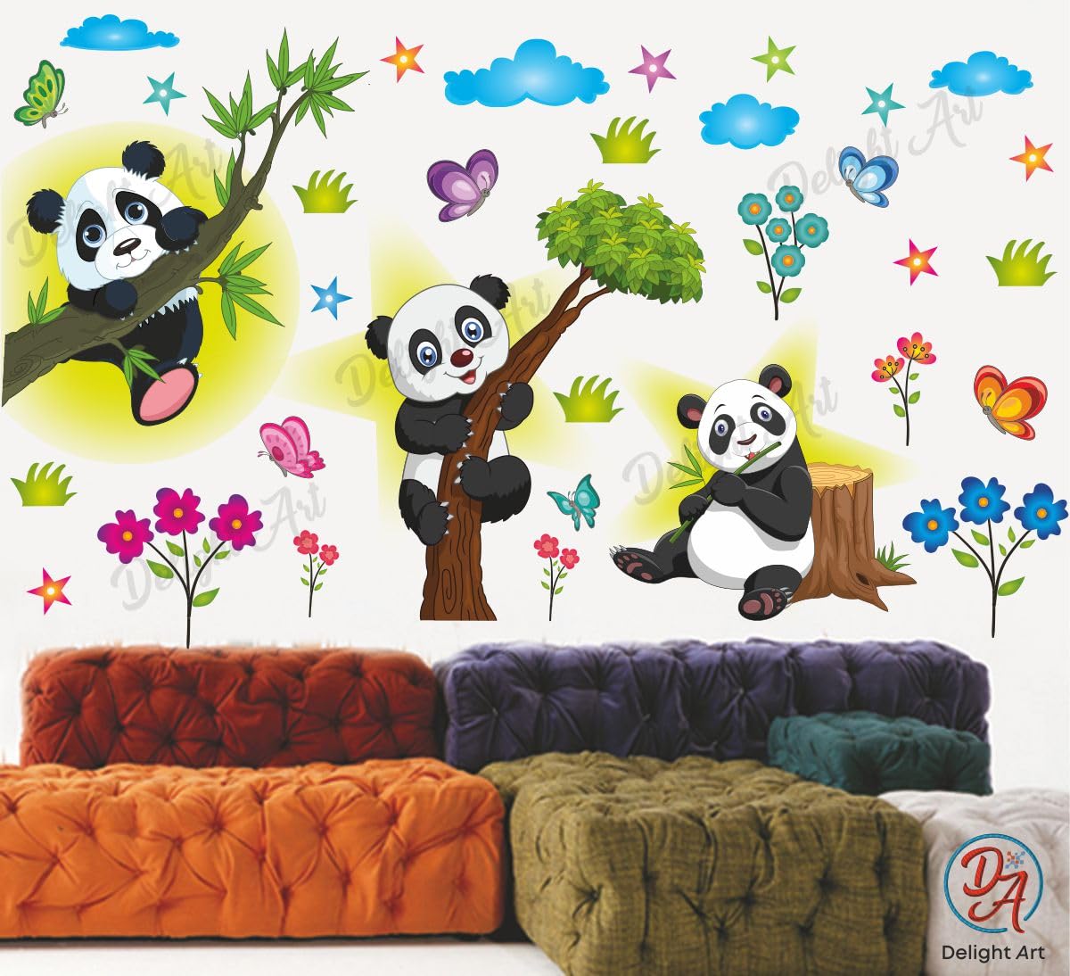 Delight Art Pandas with Butterflies and Flower Design Wall Sticker Size - (51 * 89) cm (B0CRHT5X6Q) Amazon Price History, Amazon Price Tracker