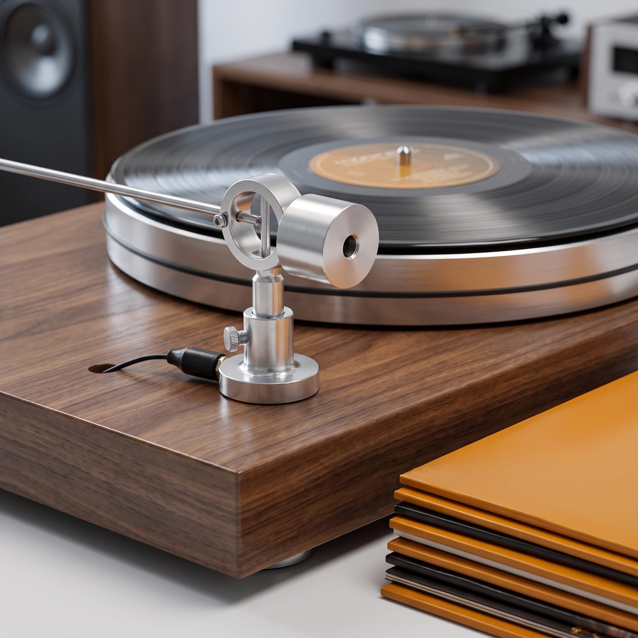 Braccio di Pulizia Antistatico, Spazzole per La Pulizia di Dischi in Vinile Hi-Fi, con Cavo di Messa A Terra da 1 M, Altezza Regolabile da 4,5 A 6 Cm, Pulisce Il Disco Durante La Riproduzione