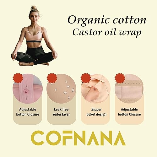 Miniatura 3 de Envoltura de aceite de ricino, algodón orgánico, para cintura y cuello, lavable a máquina (aceite no incluido)