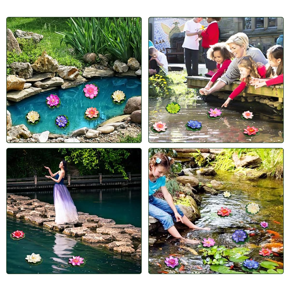 6 Pezzi Fior Lotos Artificiale Ninfee Galleggianti Impermeabile, Fiore di Loto in Schiuma, Loto di simulazione Fiori galleggianti per Acquario Terrazza Giardino Piscina Laghetto