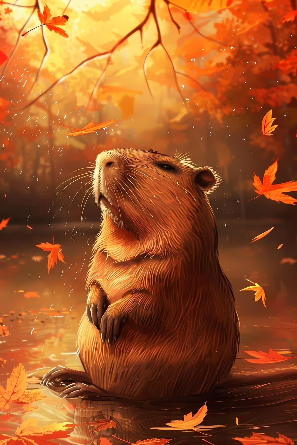 JOEAUEN 5D Full Diamond Capybara Art for Adults, Round Diamond DIY Capybara in The Autumn Woods Diamond Painting Paste Craft Painting Home Wall Decor Gifts 12x18 inch