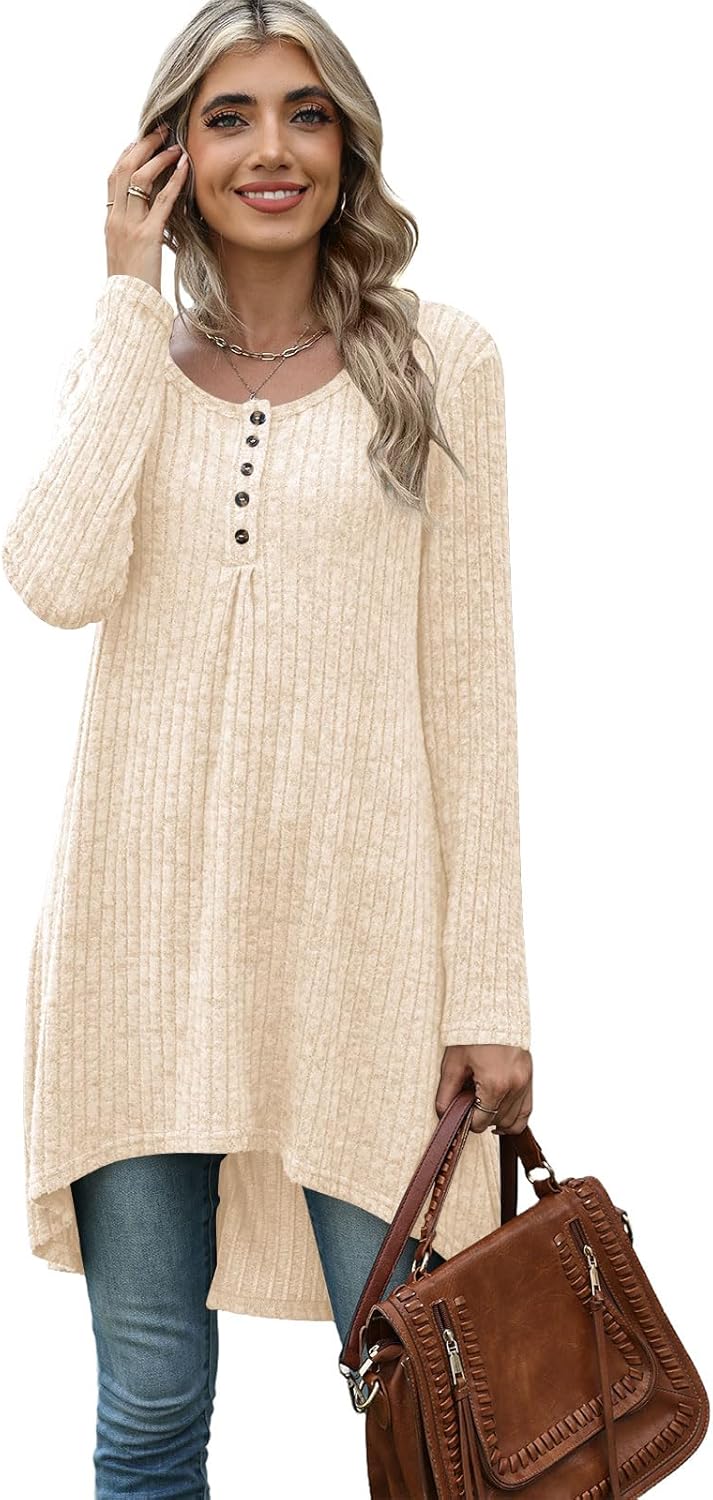 Naggoo Long Tunic Tops for Women for Leggings Long Sleeve Henley Shirts High Low Fall Sweaters M-3XL - Image 5