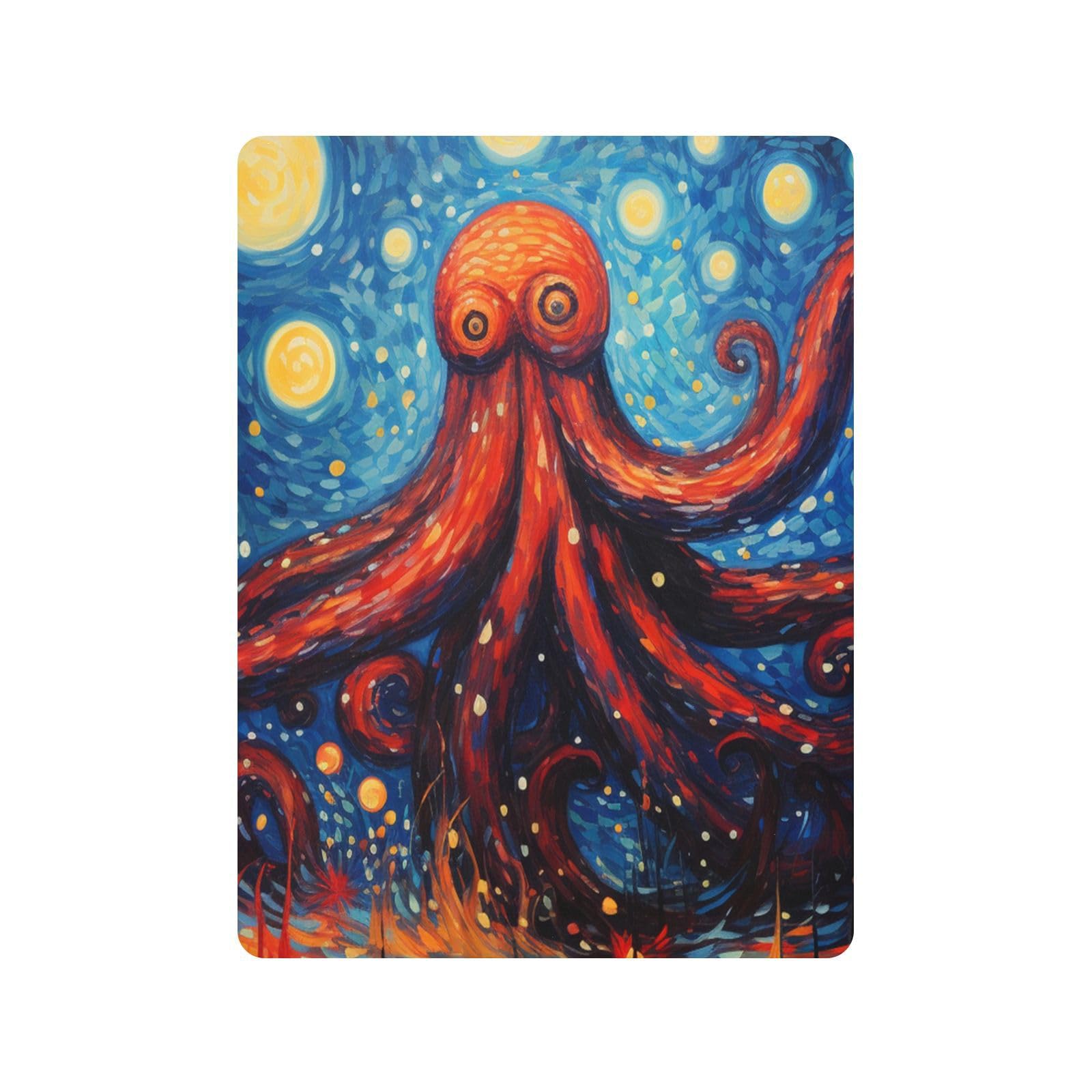 Pulpo Rojo Azul Arte Sábana de Cuna para Niños Pequeños,Sábanas de Algodón Suave para Bebés Aptas para Colchón Corralito
