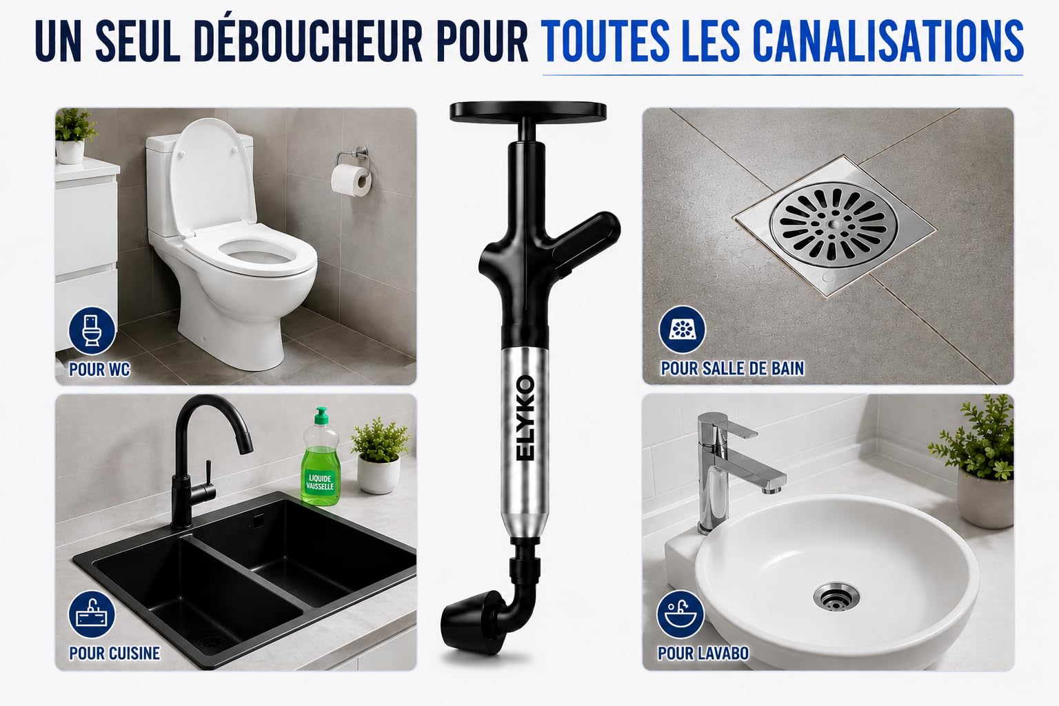 Déboucheur WC & Canalisations Haute Pression 8 Bars Réutilisable