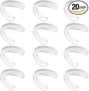 BBTO 20 Pieces Sports Mouth Guard Boxing Mouth Protection Athletic Mouthpiece for Football Basketball Hockey Karate Rugby MatchTransparent Color,Adult 11 yrs & Above