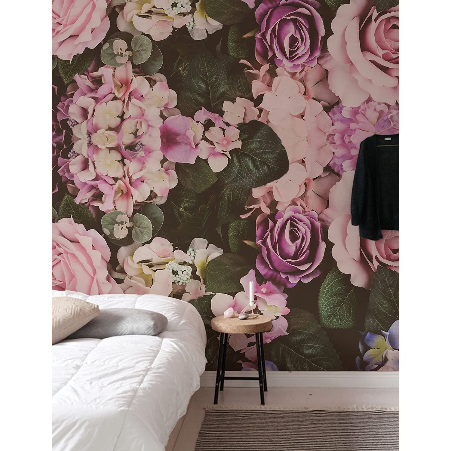 Papier peint fleurs baroques mural grand format pour deco chambre