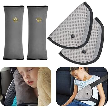 2 Seat Belt Pads Childrens Grey 2 Car Seat Belt Pads Seat Belt Pads Childrens Seat Belt Shoulder Pads for Car Pushchair Adults Travel