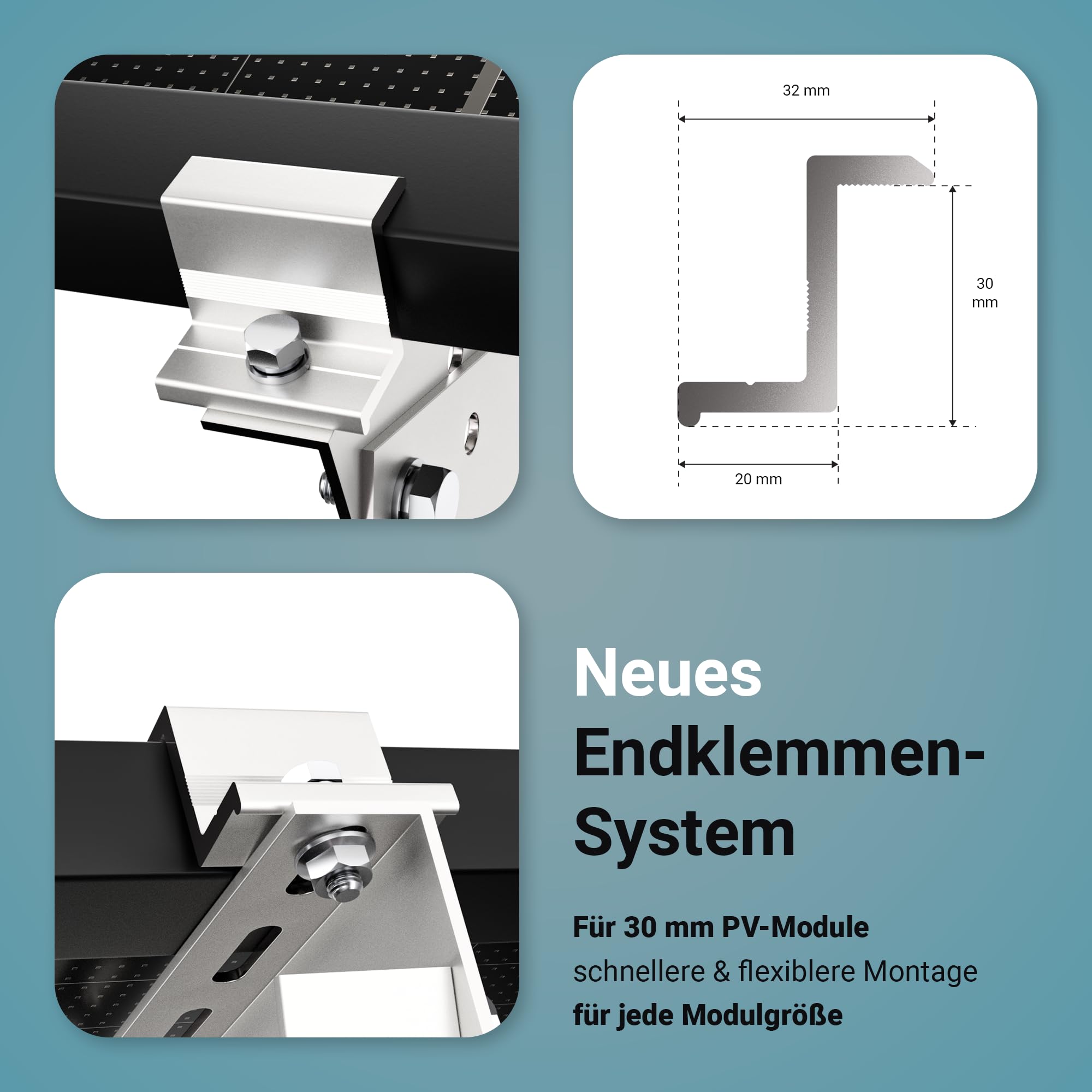 Solarmodul Halterung, 0% MwSt, Alu, 118 cm, 0-90° Winkel, Balkonkraftwerk Halterung, Solarpanel Halterung für Flachdach, Garage, freistehend