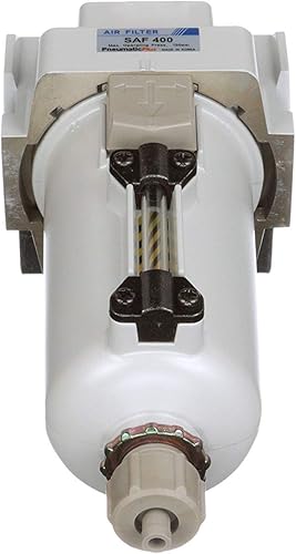 Miniatura 6 de PneumaticPlus saf400-n04b-mep Filtro de partículas de aire comprimido 12NPT 10micrastazón de metal wdrenaje Manual soporte por PneumaticPlus