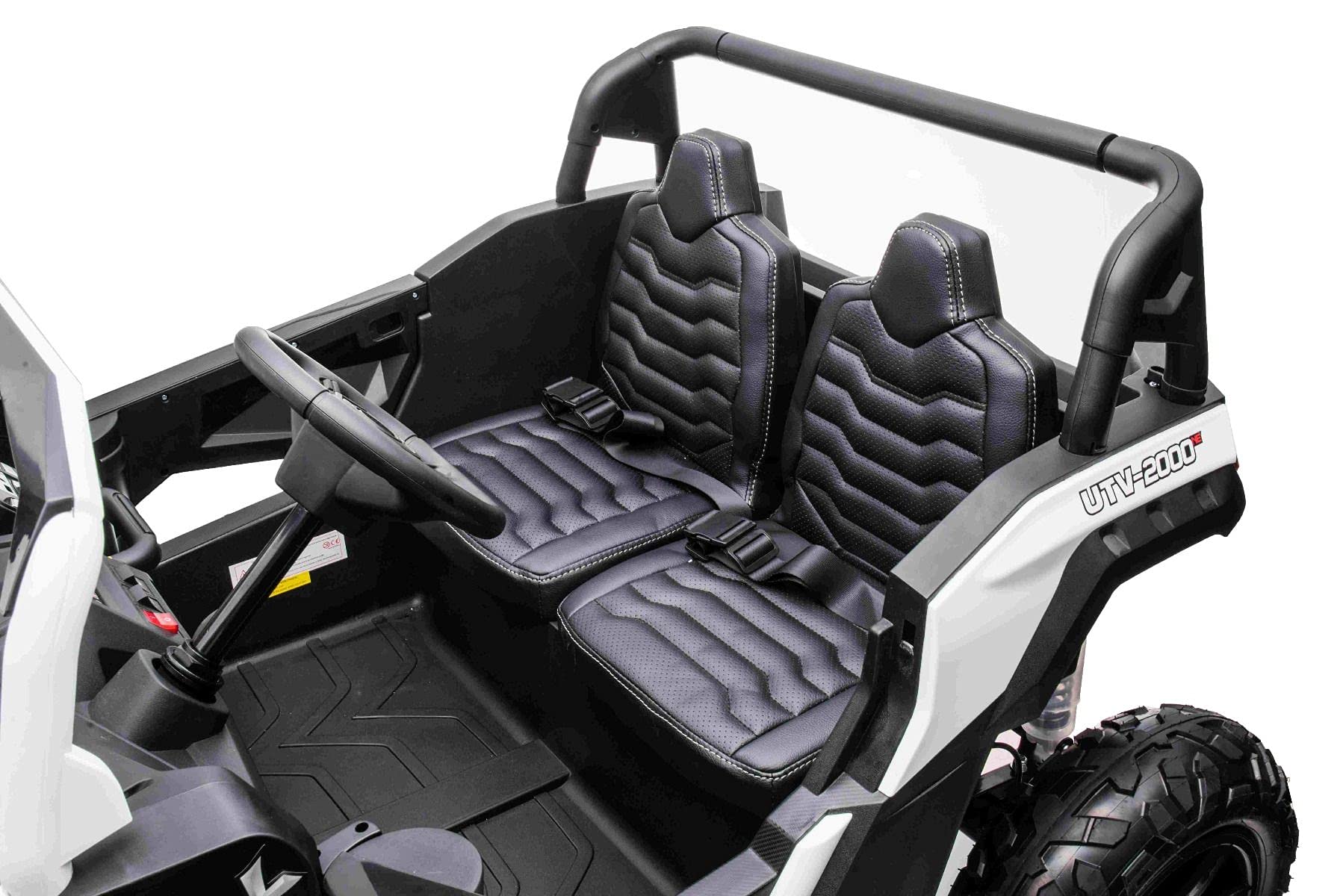 UTV XXL elektryczny samochód na pedały, 24 V, różowy, dwumiejscowy, silnik z mechanizmem różnicowym, nadmuchiwane gumowe koła, wiszące tylne osie, hamulec tarczowy, tapicerowane siedzisko, regulowana