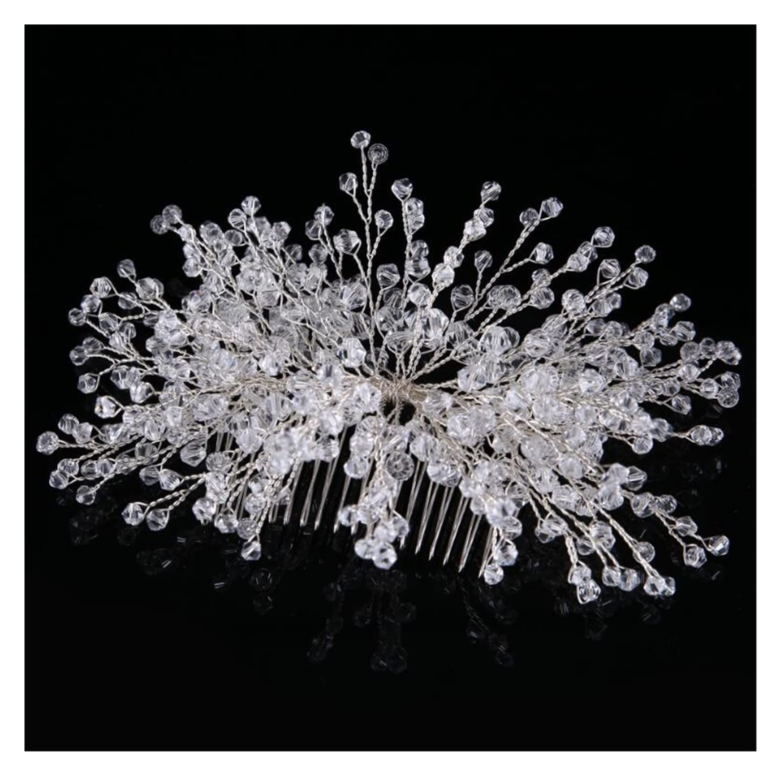 Elegant Wedding Bridal Hair Accessories Bijouts à la Main Crystal Righestone Bridal Prom Prom Pageant Hair Peigau d'épingles à Cheveux (Metal Color : FS028 Silver)