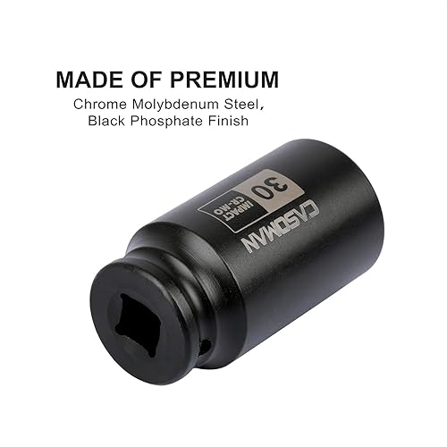 Miniatura 35 de CASOMAN 1/2" Drive x 1.417 in Deep 12 PT Socket Impacto, CR-MO, 1/2" Drive 12 Point Axle Nut Socket para una fácil extracción de las tuercas del eje