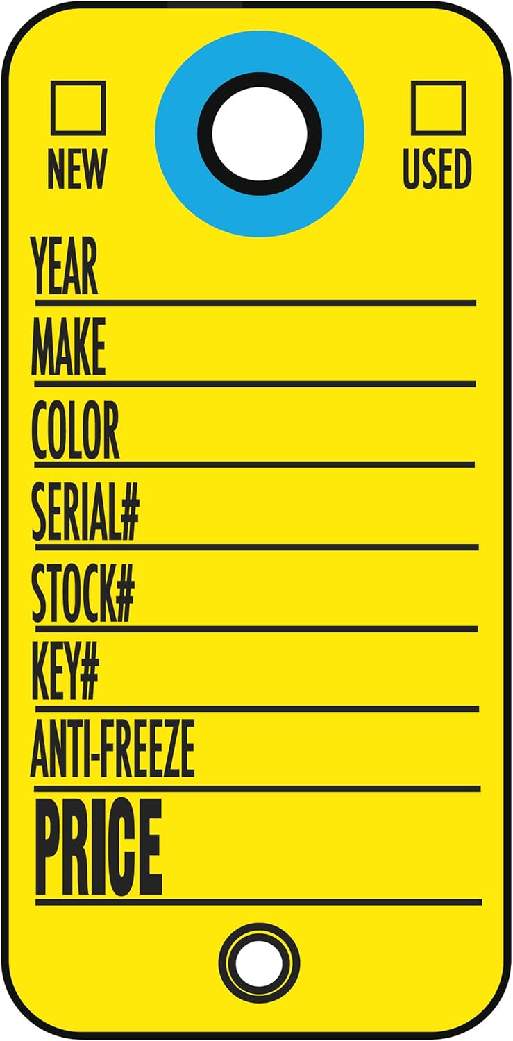 SSWBasics Cardboard Key Tag - Yellow - Key Rings Included - 1 3/8" W x 2 3/4" H - Pack of 500