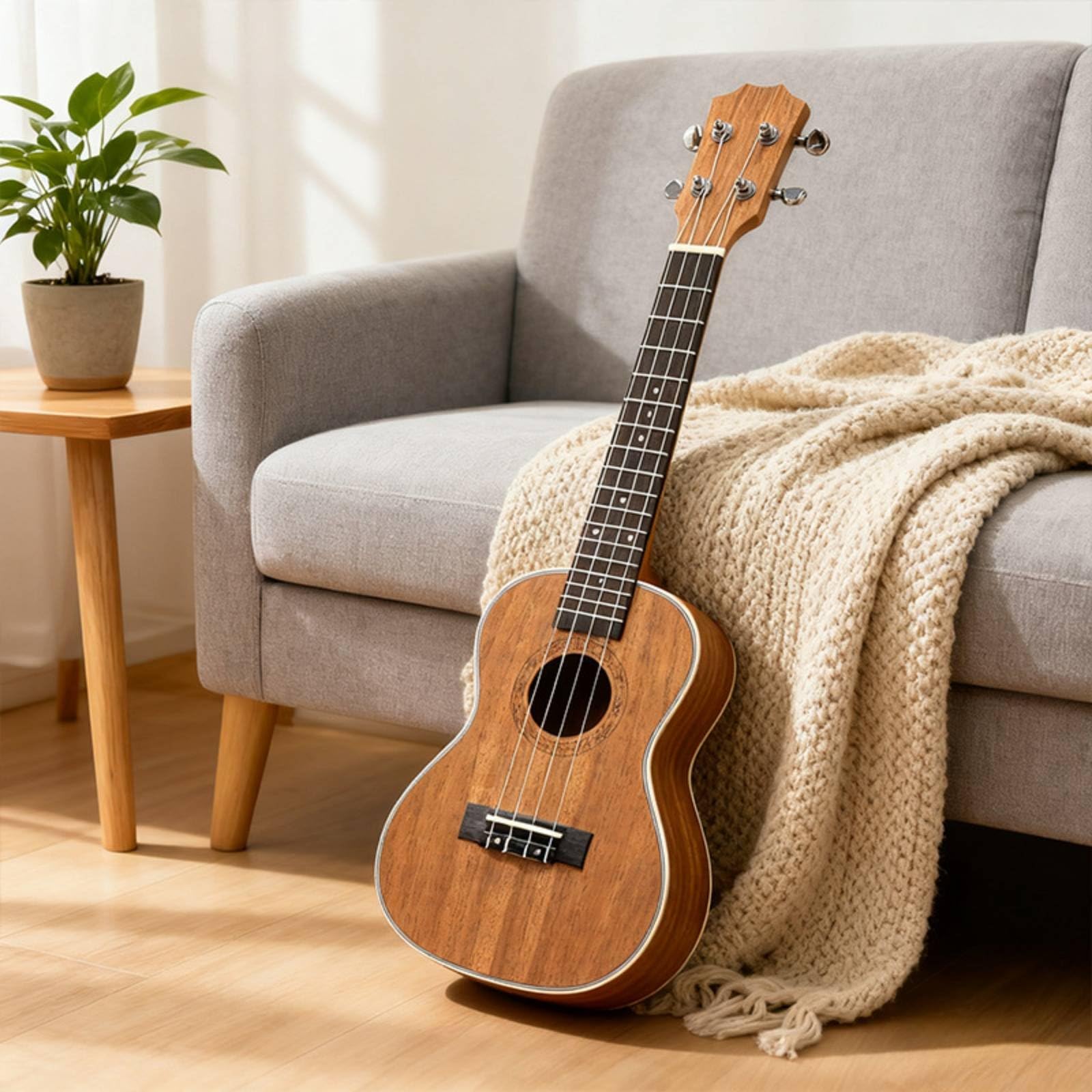 Ukulele per Principianti Ukulele Soprano Strumento a Chitarra Corpo in Palissandro Bordi Rifiniti Aspetto Tono Chiaro Piacevole Adatto a Bambini Principianti Allenamento Casa 23inch