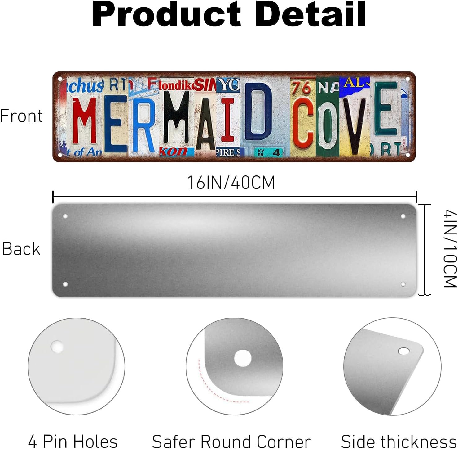 Mermaid Cove Metal Tin Sign Funny Vintage Slim Street Signs image 2