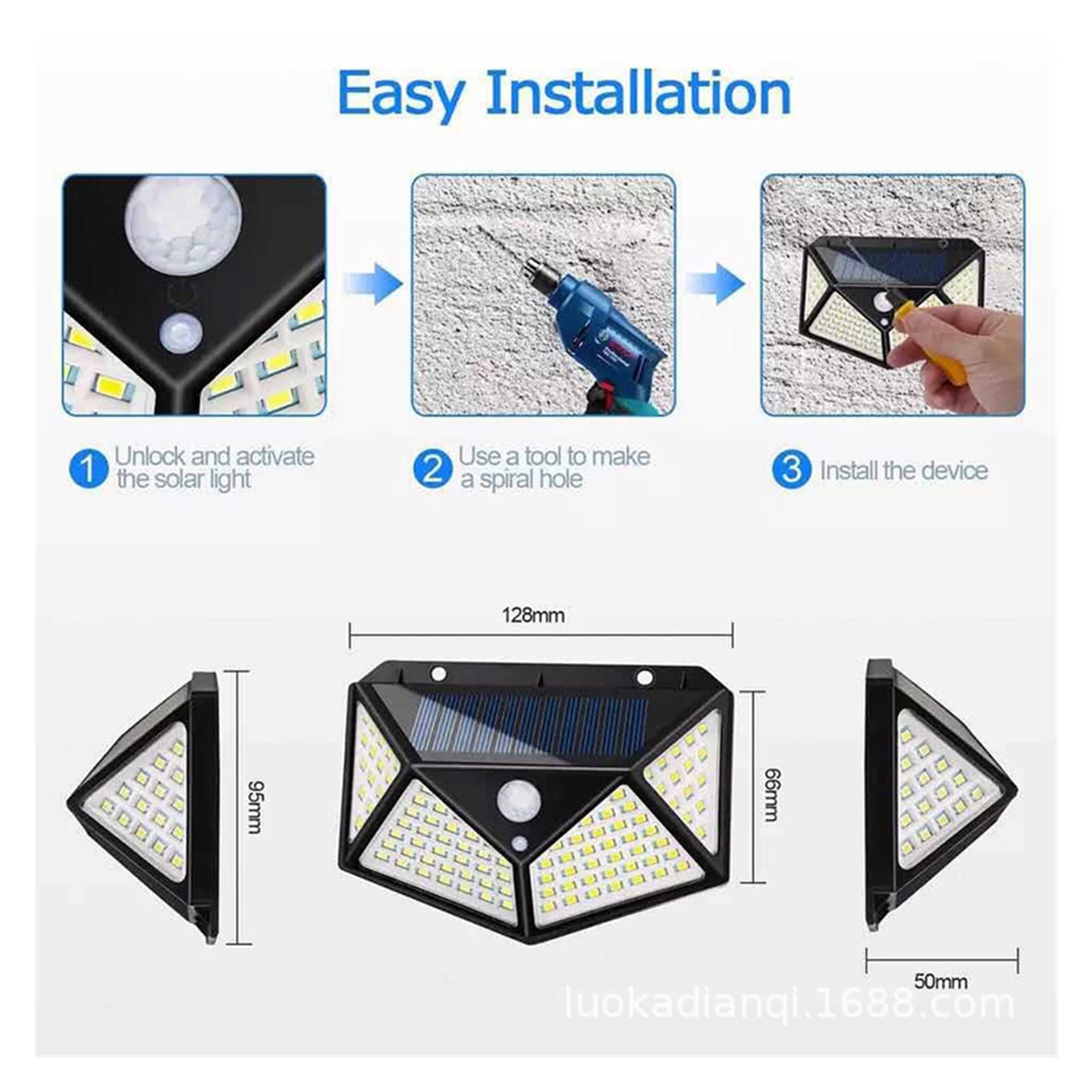 LED-Bewegungsmelder-Wandleuchten, wasserdicht, solarbetrieben, 5 Stück, energieeffiziente Garten- und Straßenbeleuchtung, einfache Installation für Wege und Terrassen