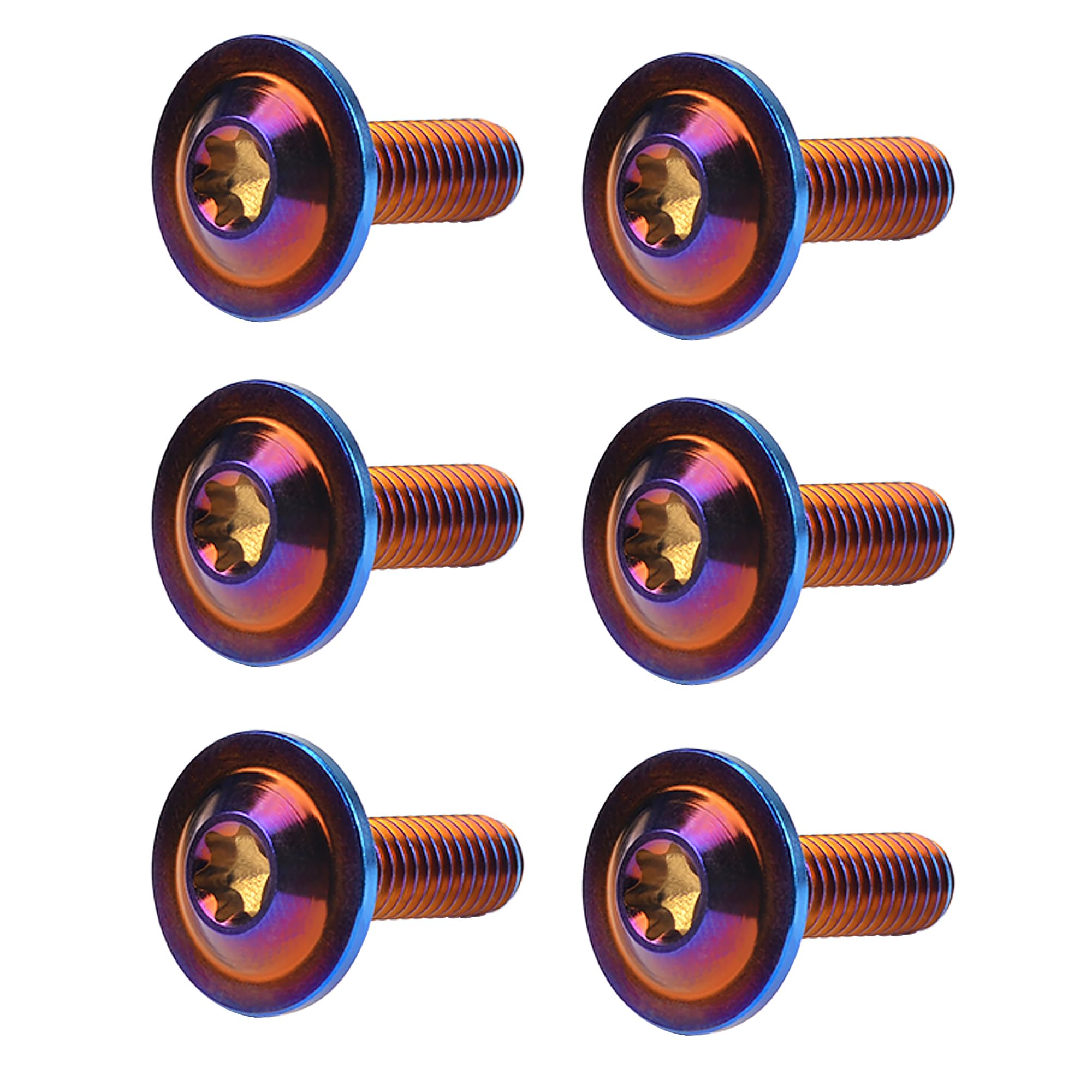 DWAMMEBRS Bolt M6x10 15 20mm Torx Head Screw For Bike Brake Lever Stem Parts Fasteners Pack Of 6(Burn Blue,M6x15mm)