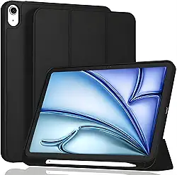 Capa Slim para iPad Air M3/M2 (11" Polegadas, 2025/2024) e iPad Air 5/4 Geração (10,9" 2022/2020), Case com Suporte para Apple Pencil Auto Liga/Desliga, Anti Imapacto com Fechamento Magnético (Preto)