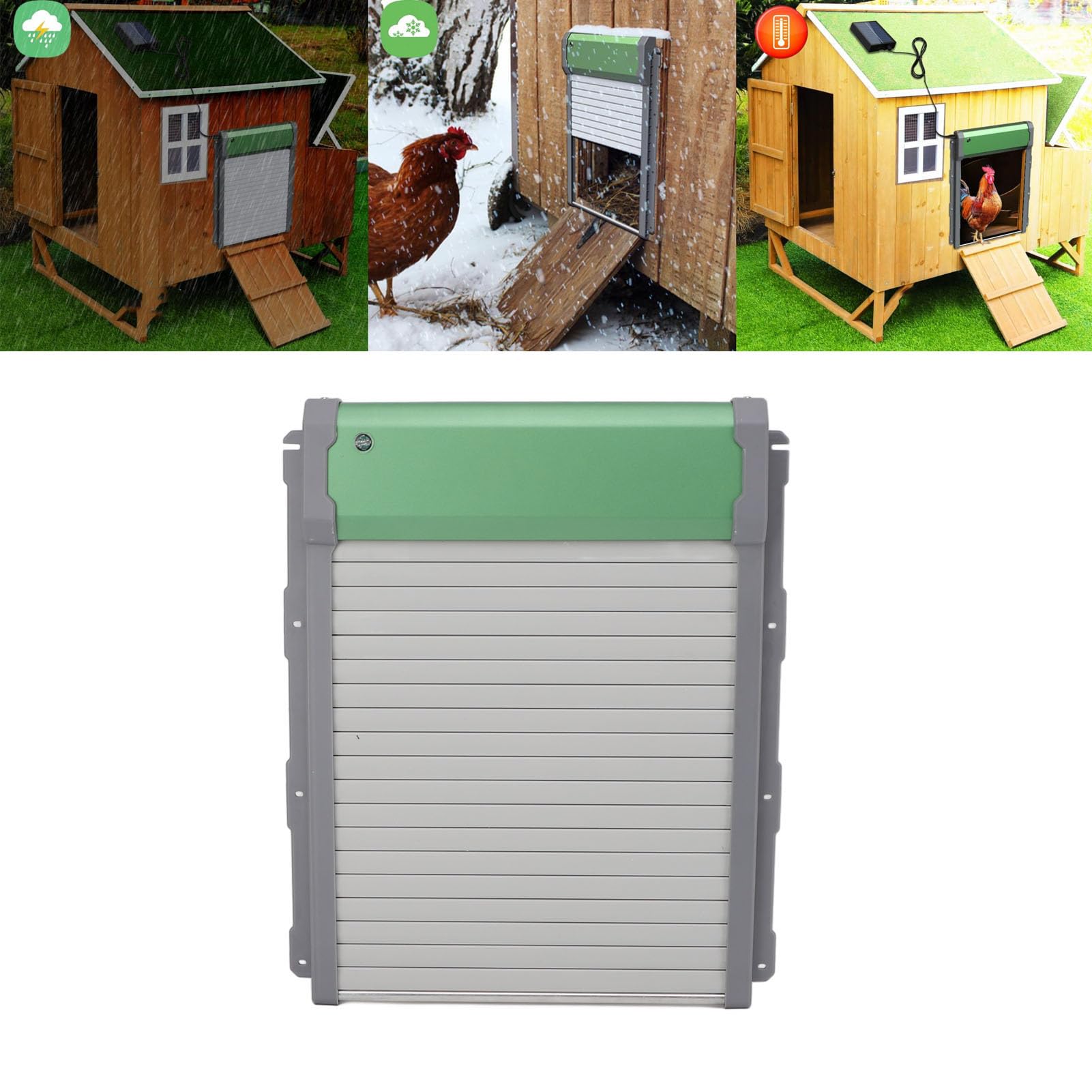 Puerta Automática para Gallinero con Energía Solar, Temporizador y Sensor de Luz, Puerta de Aluminio IP67 para Aves de Corral, para Patos, Gansos, Control Remoto, Modo Manual, Resistente a la