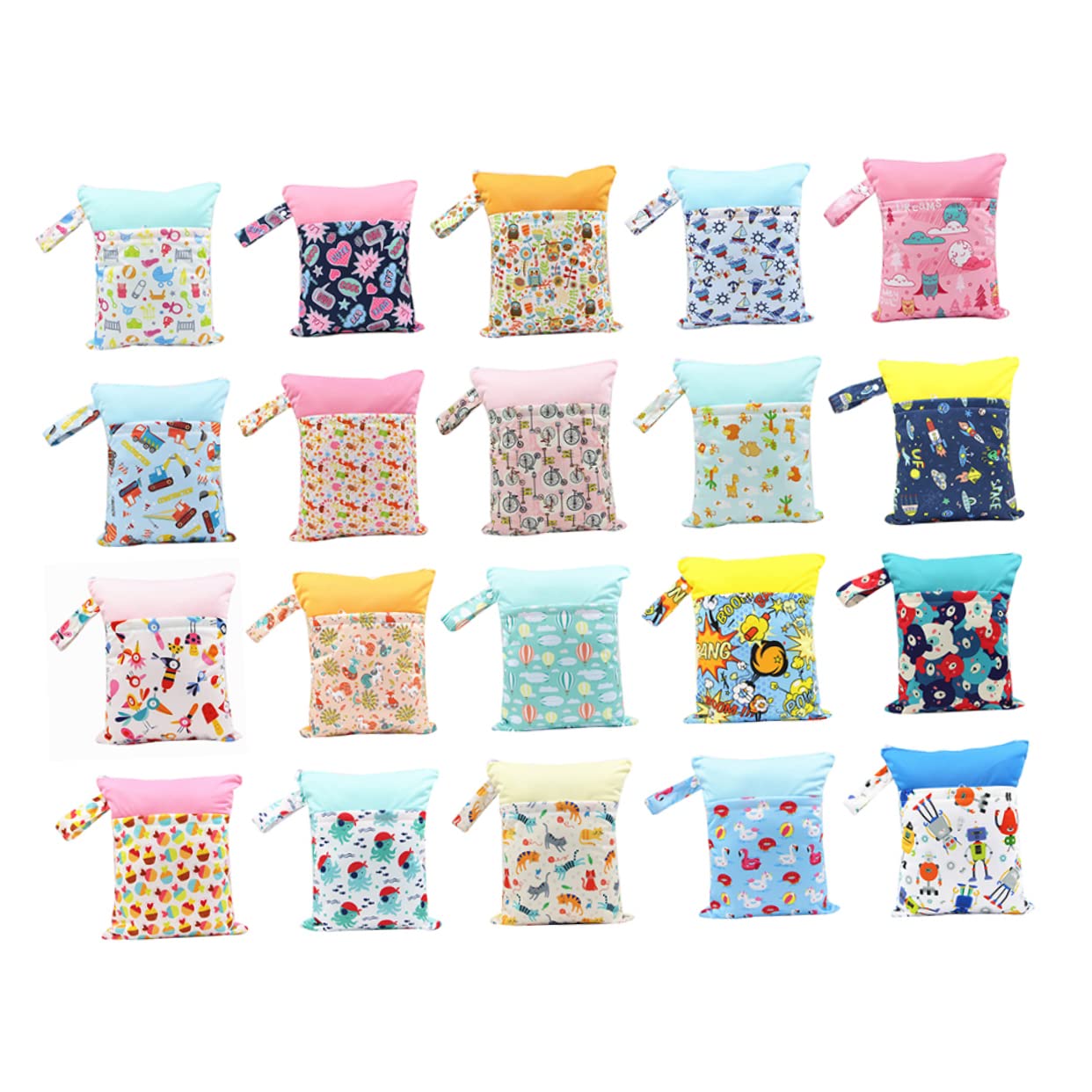ifundom 3pezzi Borsa Per Pannolini Colorata Dotata Di Due Tasche e Manico Perfetta Per Viaggi e Uso Quotidiano Pattern
