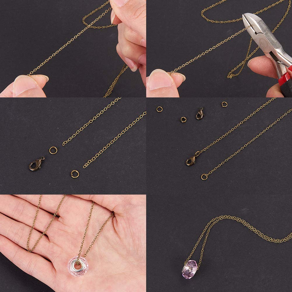 Catena Per Gioielli Fai Da Te - 10m Bronzo Antico Con Moschettoni E Anelli Di Salto - Kit Completo Creazione Collane - Foto 10