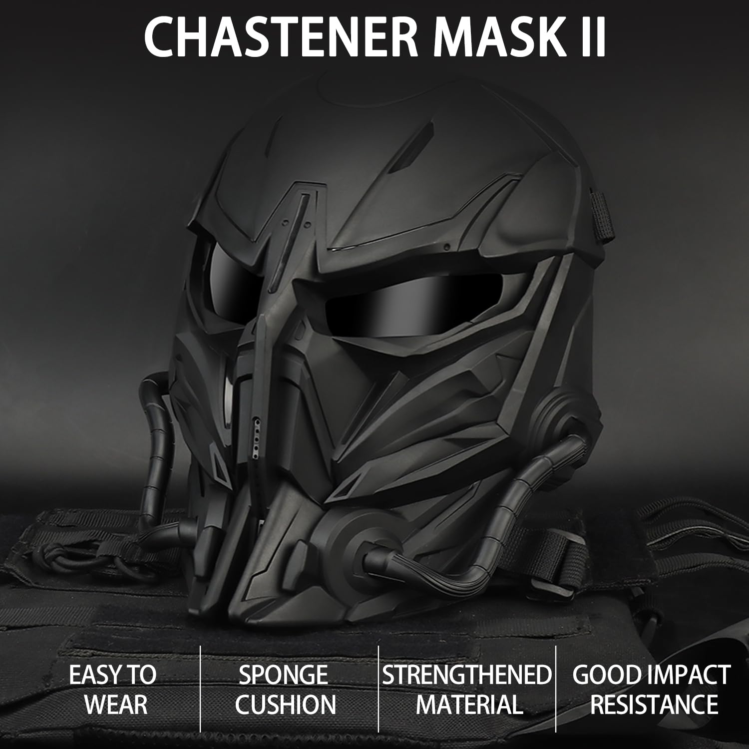 Maschera Airsoft Maschera integrale Alien Cosplay con occhiali per Halloween Cosplay Movie Props Paintball CS Gioco