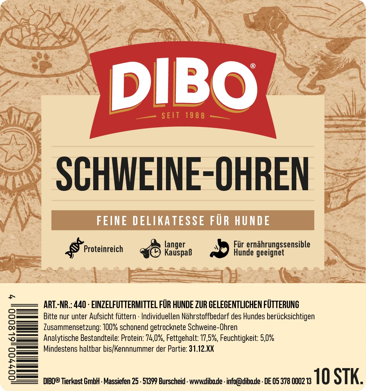 DIBO Lot de 10 Petites collations Naturelles à mâcher ou friandises pour Chien - sans Produits Chimiques