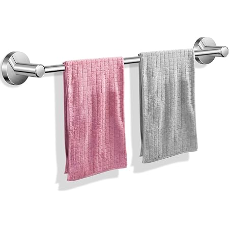 ANVAVA Toallero Baño Barra de Toalla de Acero Inoxidable 60 cm Toallero de Mano para Baño Cocina Hogar Hotel Restaurante, Acero Brillante