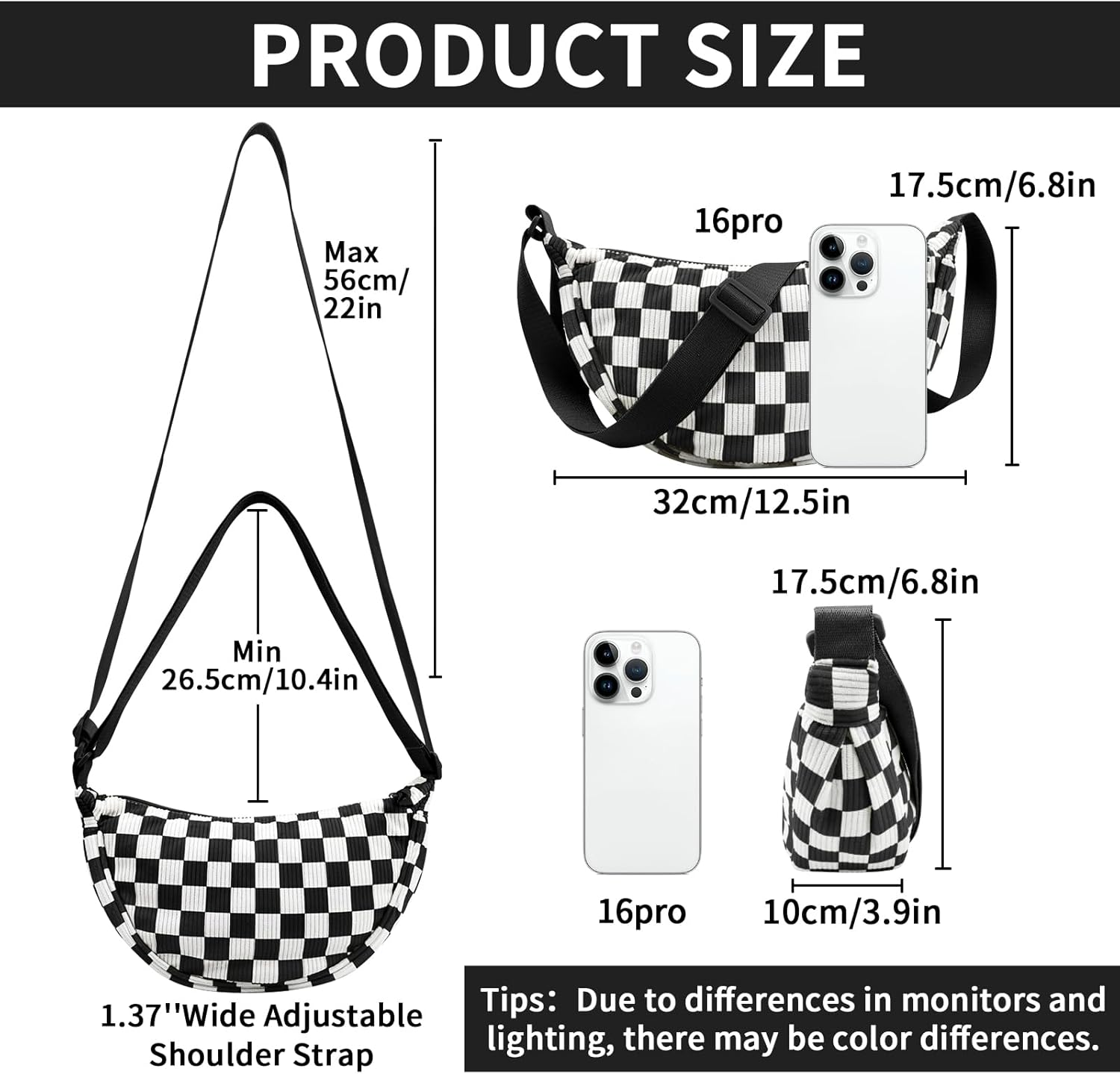 Nylon Crescent Crossbody Bag for Women Purses Trendy Men,Small Travel Sling Bag Hobo - Image 3