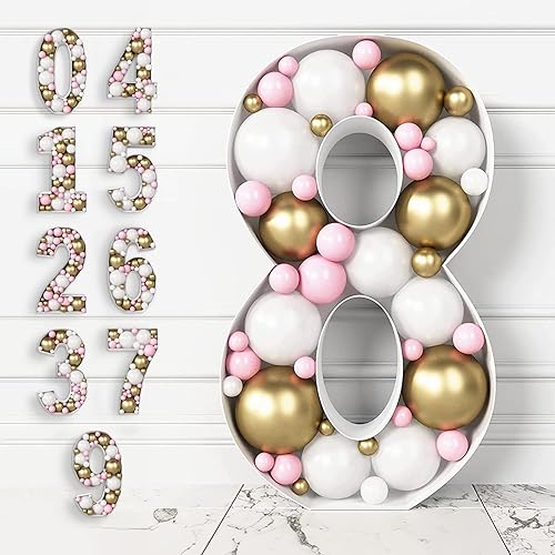 HOUSE OF PARTY Números de mosaico para globos de 4 pies  Números de marquesina precortados iluminados 4 pies de alto, 8 números de cartón de mosaico