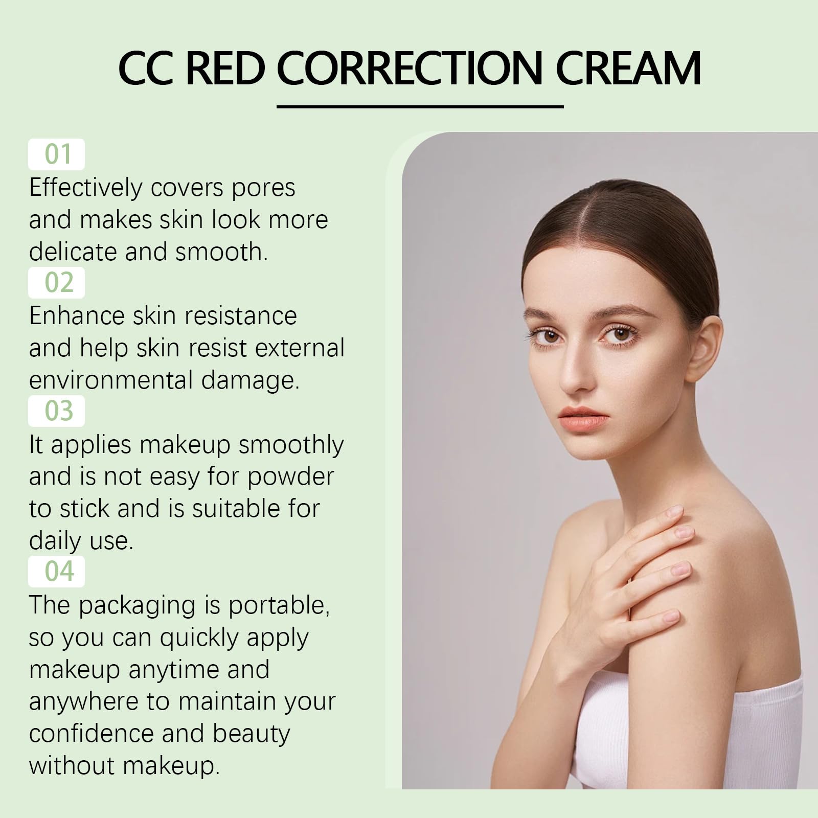CC Cream Red Correct CC Cream, przyciemniony krem do twarzy z Centella Asiatica, krem korygujący kolor, nawilżający, poprawia cerę i nawilża
