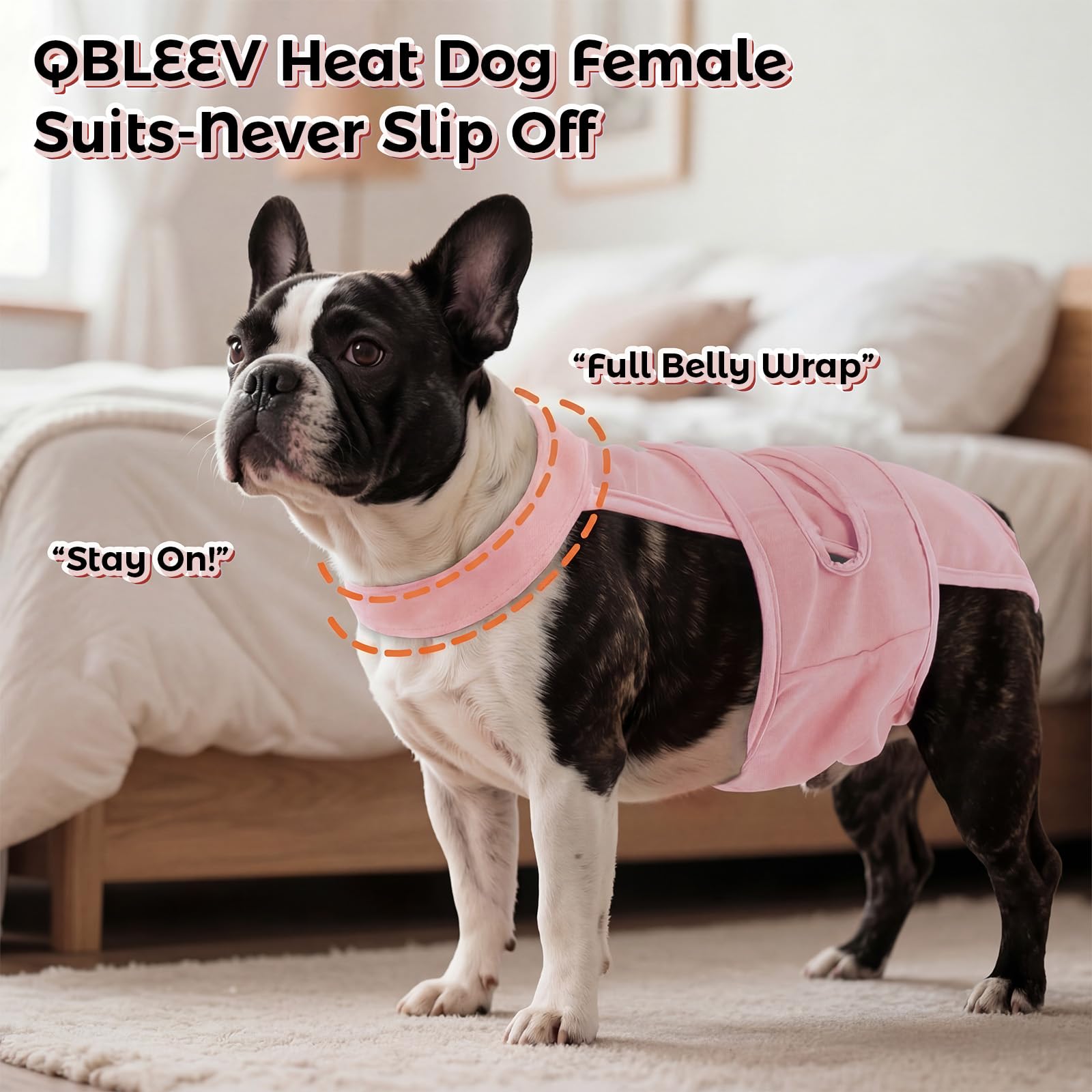 QBLEEV Pañales para perros hembras con tirantes ajustables, bragas sanitarias lavables para perros en celo o incontinencia, a prueba de escapes, reutilizable, ropa interior para mascotas de razas