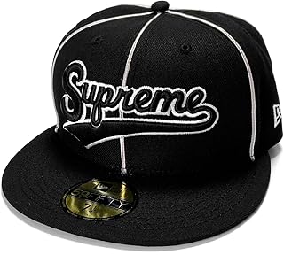 [シュプリーム] メンズ ニューエラコラボパイピングスクリプトロゴキャップ ブラック Piping Script Logo New Era SS25H17 (JP, 数字サイズ, 59.6 cm, ブラック) [並行輸入品]
