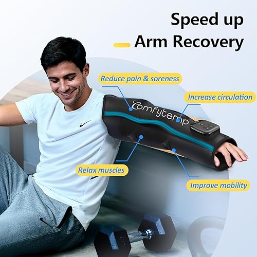 Miniatura 2 de Comfytemp Dispositivo de terapia de compresión de aire K1065, masajeador inalámbrico de brazo completo para circulación y alivio del dolor, manga de