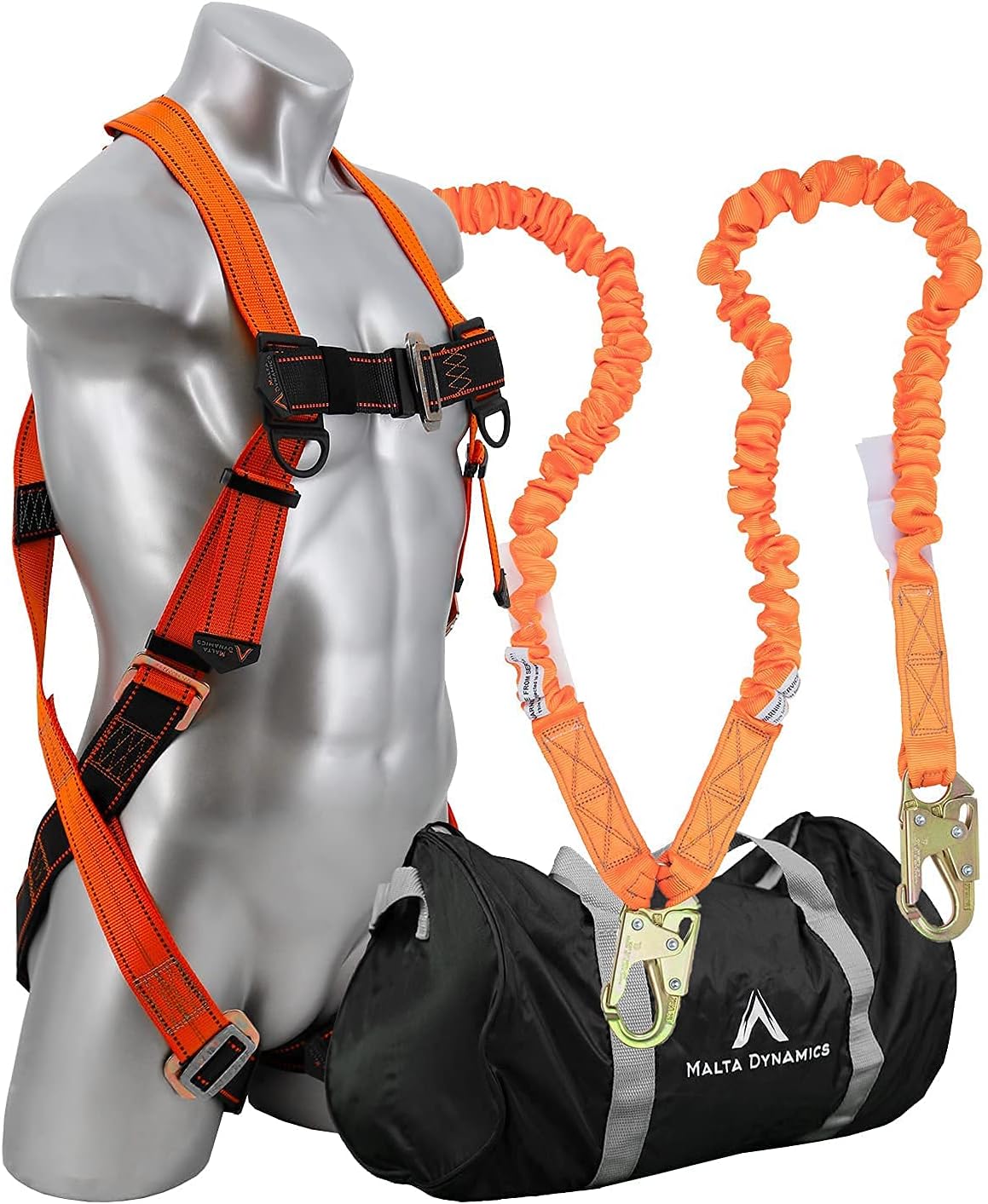 Malta Dynamics Warthog Pass Thru Safety Harness Fall Protection Kit with Double Leg Shock Absorbing Lanyard (6')
