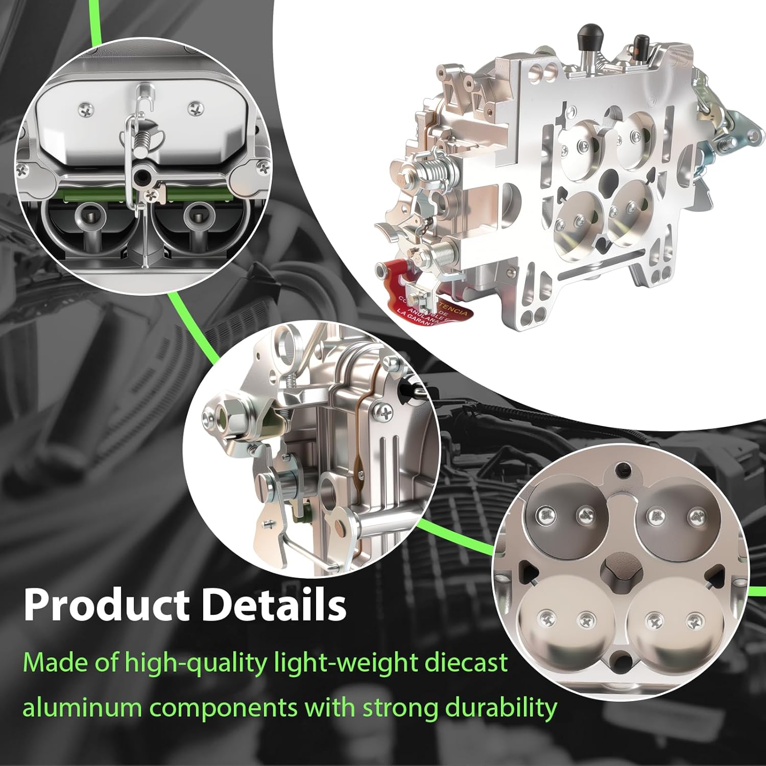 1404 Carburetor Performer 500 CFM 4 Barrel Square Bore Air Valve Secondary Manual Choke Replacement For Chevy 305 Engine