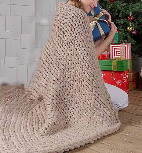 Miniatura 9 de Manta de punto grueso, grande, acogedora hecha a mano, hilo de felpilla tejido apretado, decoración del hogar del dormitorio para camasofásofá, rosa