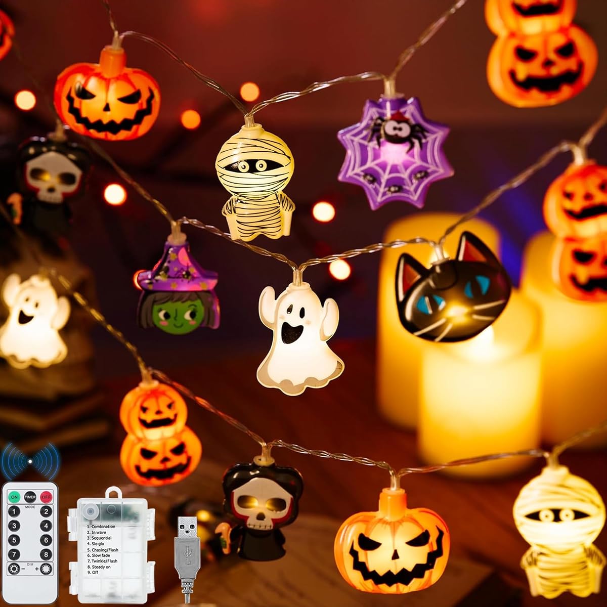 VEEKAY Halloween Cadena Luces 3.6m