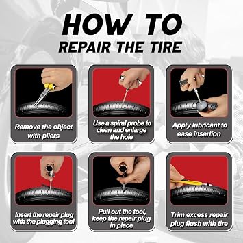 DIYSELF 45 Pack Tire Repair Kit with Plugs, Tire Plug Kit Heavy Duty