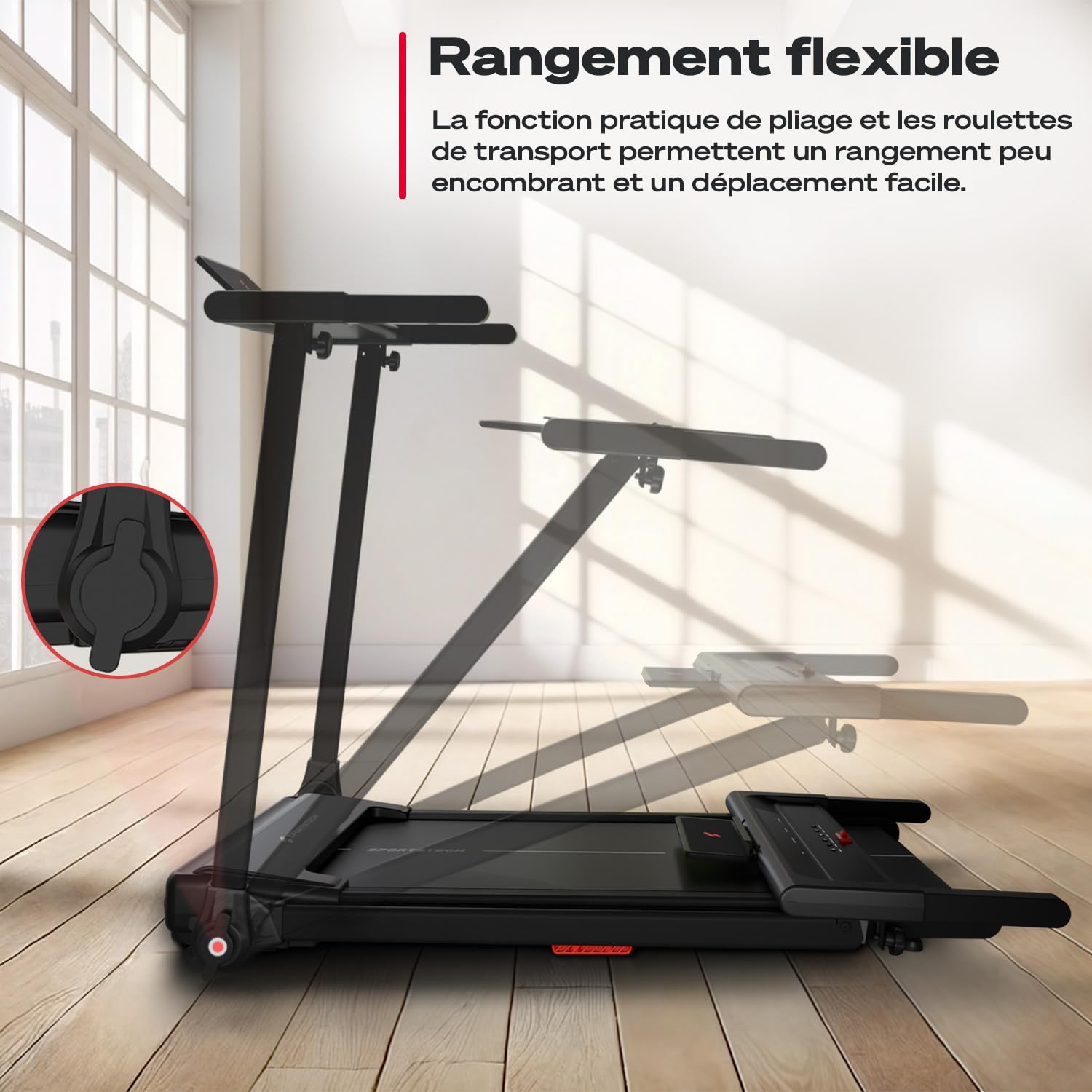 Sportstech sProRun Tapis de Course Pliable 12 km/h 120 kg Inclinaison 9% Bluetooth