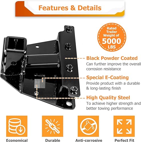 Miniatura 4 de WeiSen Receptor de enganche de remolque trasero de 2 pulgadas clase 3 compatible con Jeep Grand Cherokee WK 2005-2010, negro (sin incluir SRT8)