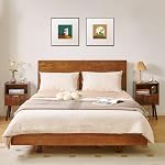 Aibiju Night Stand with Drawer, Modern Nightstand, Bedside Tables, Mid Century Nightstands with Open Storage Shelf, Small End Table, 2-Tier Side Table, Rustic Brown YD-TM061H