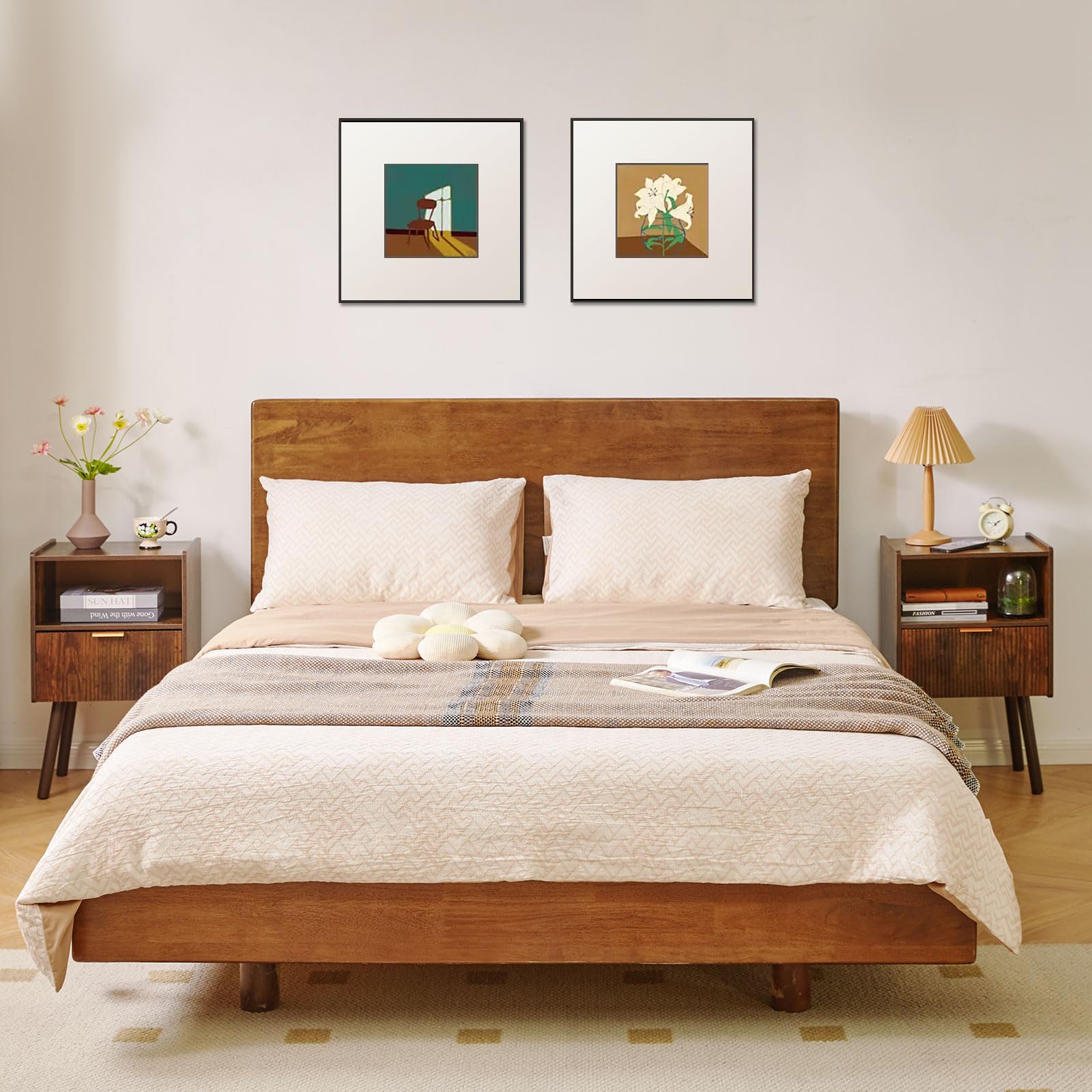 Aibiju Table de nuit avec tiroir de rangement, table de chevet moderne avec tiroir à doublure et pieds en bois massif, petite table d'appoint avec rangement à 2 niveaux, blanc YD-TM061W Aibiju Table de nuit avec tiroir de rangement, table de chevet moderne avec tiroir à doublure et pieds en bois massif, petite table d'appoint avec rangement à 2 niveaux, blanc YD-TM061W