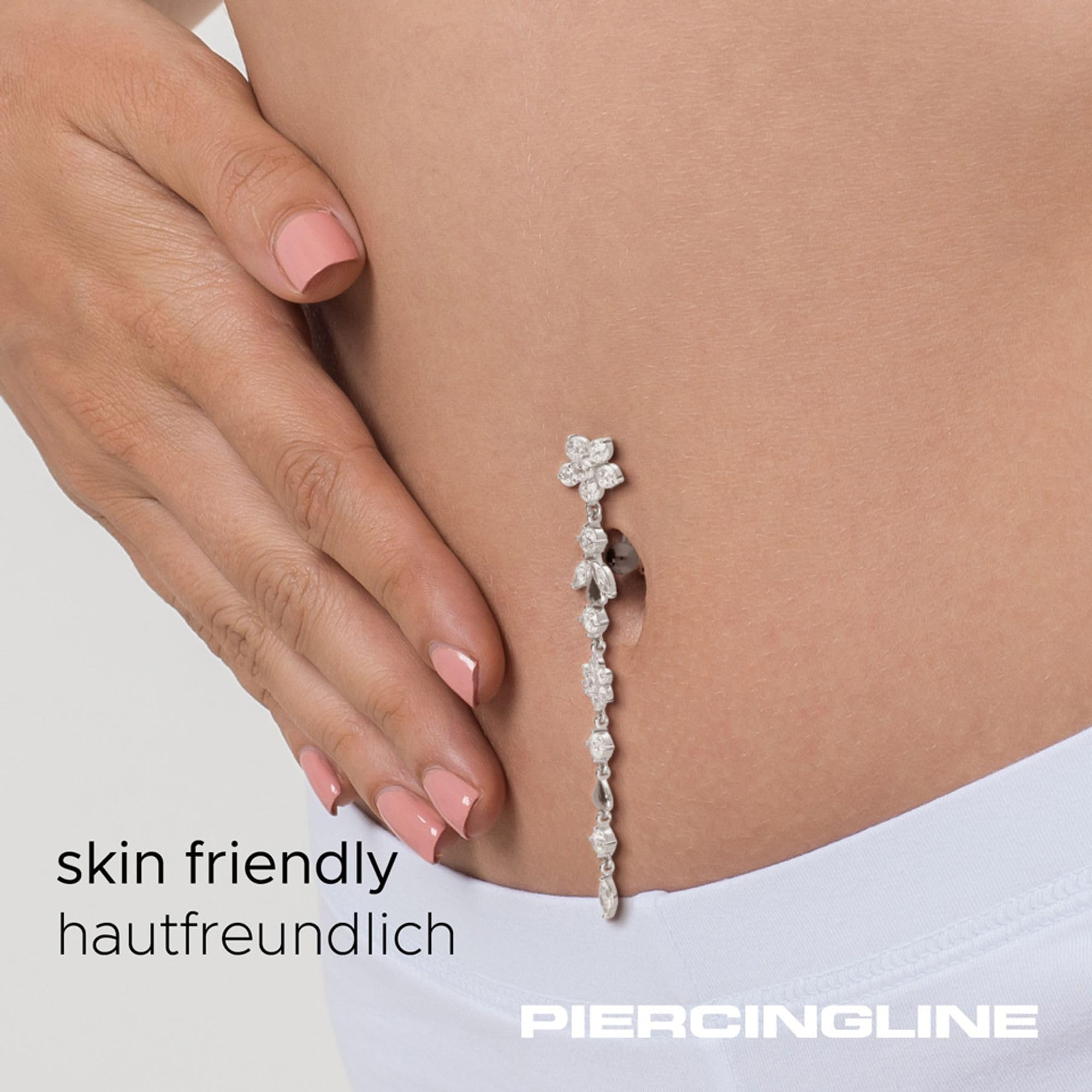PIERCINGLINE Bauchnabelpiercing aus Chirurgenstahl mit Blumenranke - Bananabell Piercing in 3 stylischen Farben