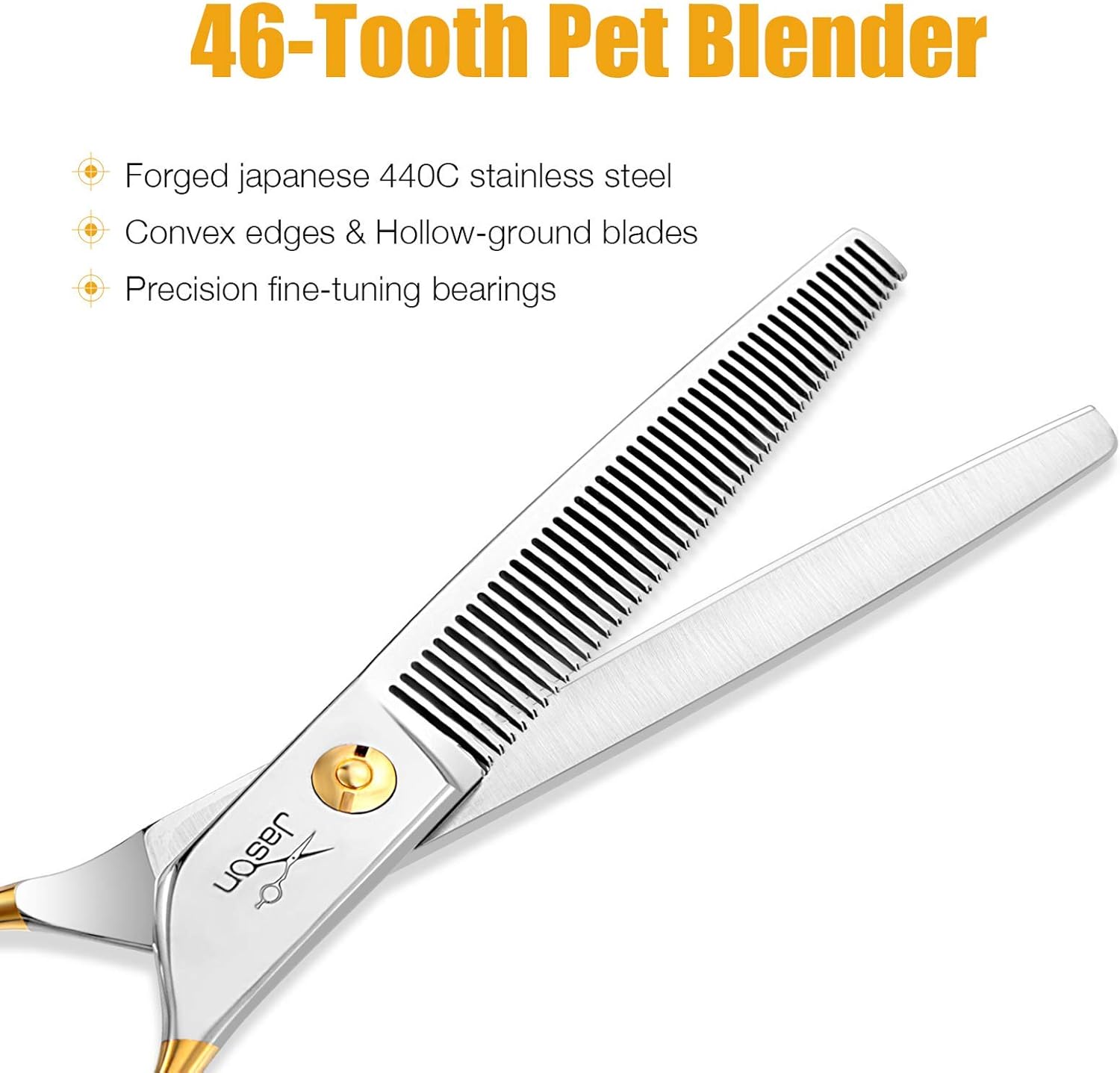 JASON 7.5" Thinning Shears for Dogs 40-Teeth Dog Grooming Blending Shear Professional Pet Thinners Blender Scissors Trimming Kit for Groomers Christmas Gift