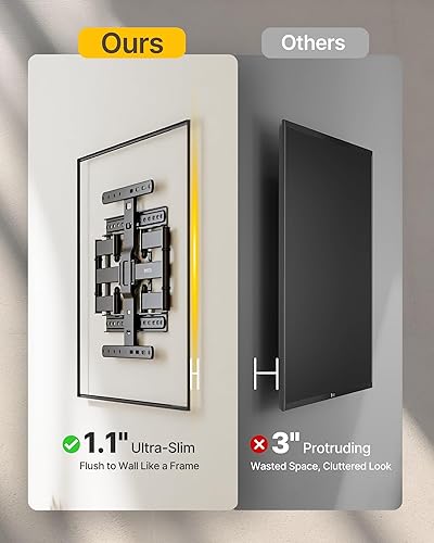 Miniatura 3 de monTEK Soporte de pared ultra delgado de 1.1 pulgadas para televisores de 37 a 75 pulgadas, 132 libras de alta resistencia, 4 veces probado para